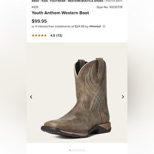 Ariat unisex child’s size 11 boots. There is a scuff mark on one, photo provided